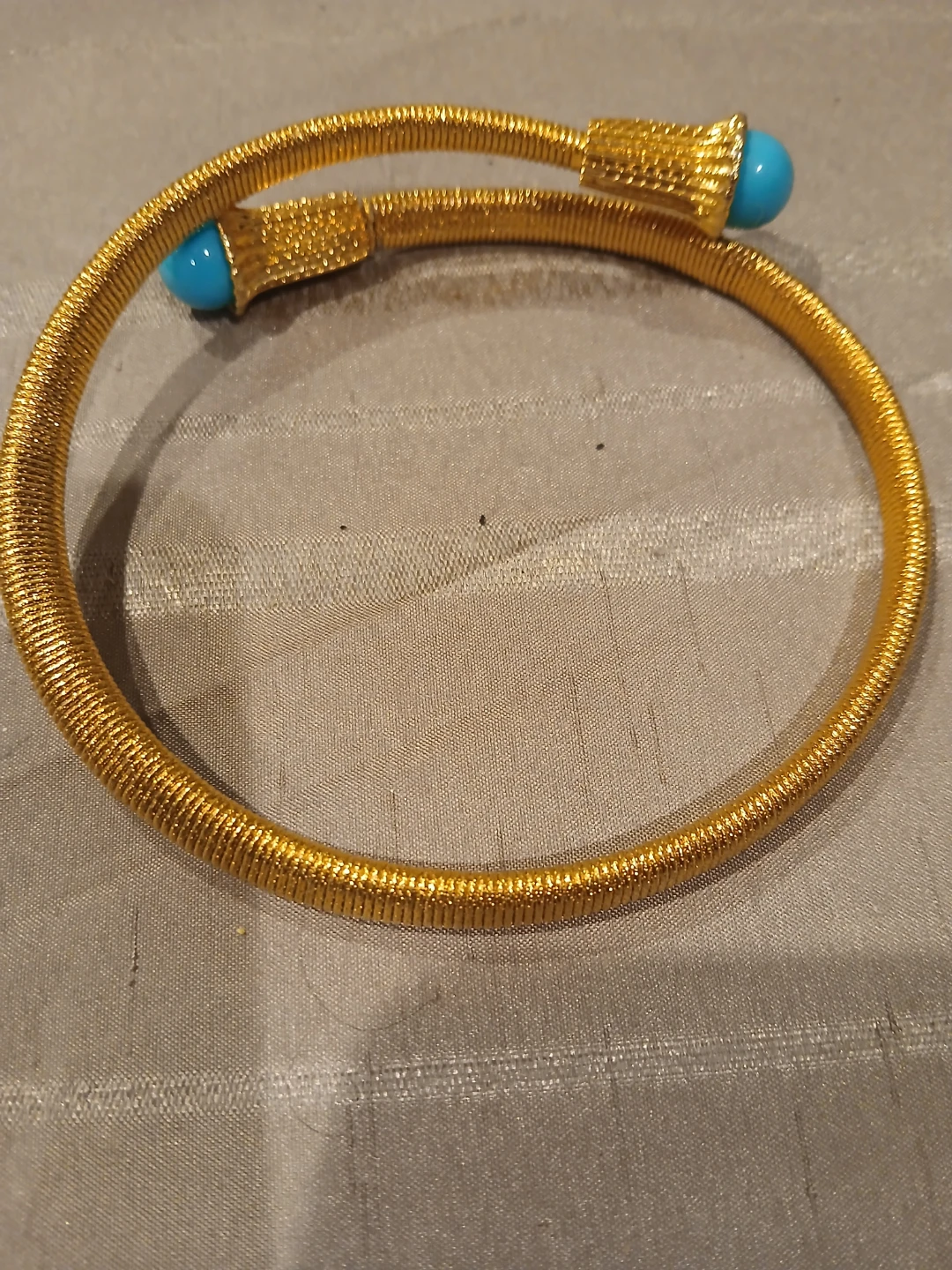 Gold Tone Bangle Bracelet with Blue Accents - photo 2