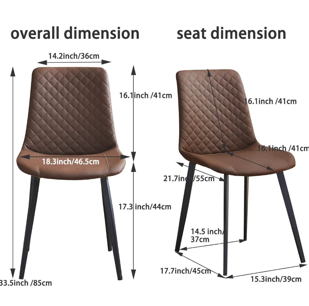 Brown Faux Leather Dining Chair - Set of 4 - photo 2