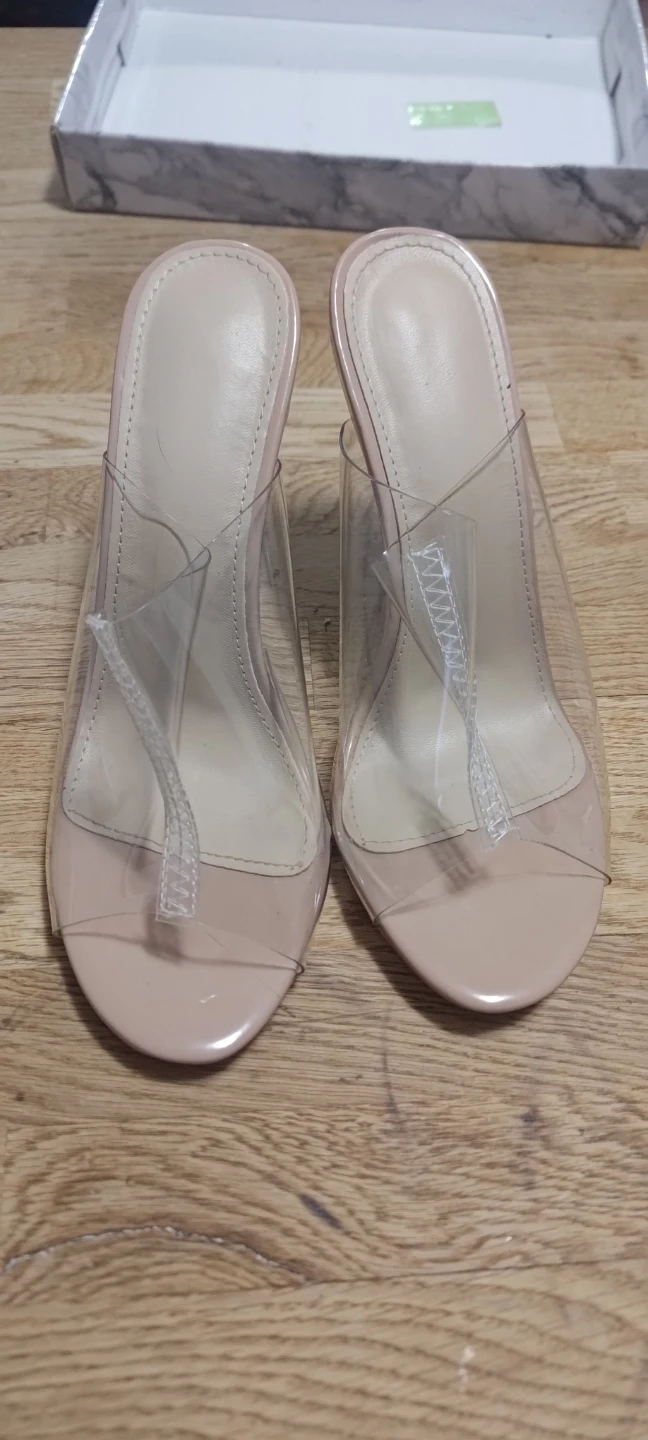 Clear Strap Heeled Mules - Nude - photo 3