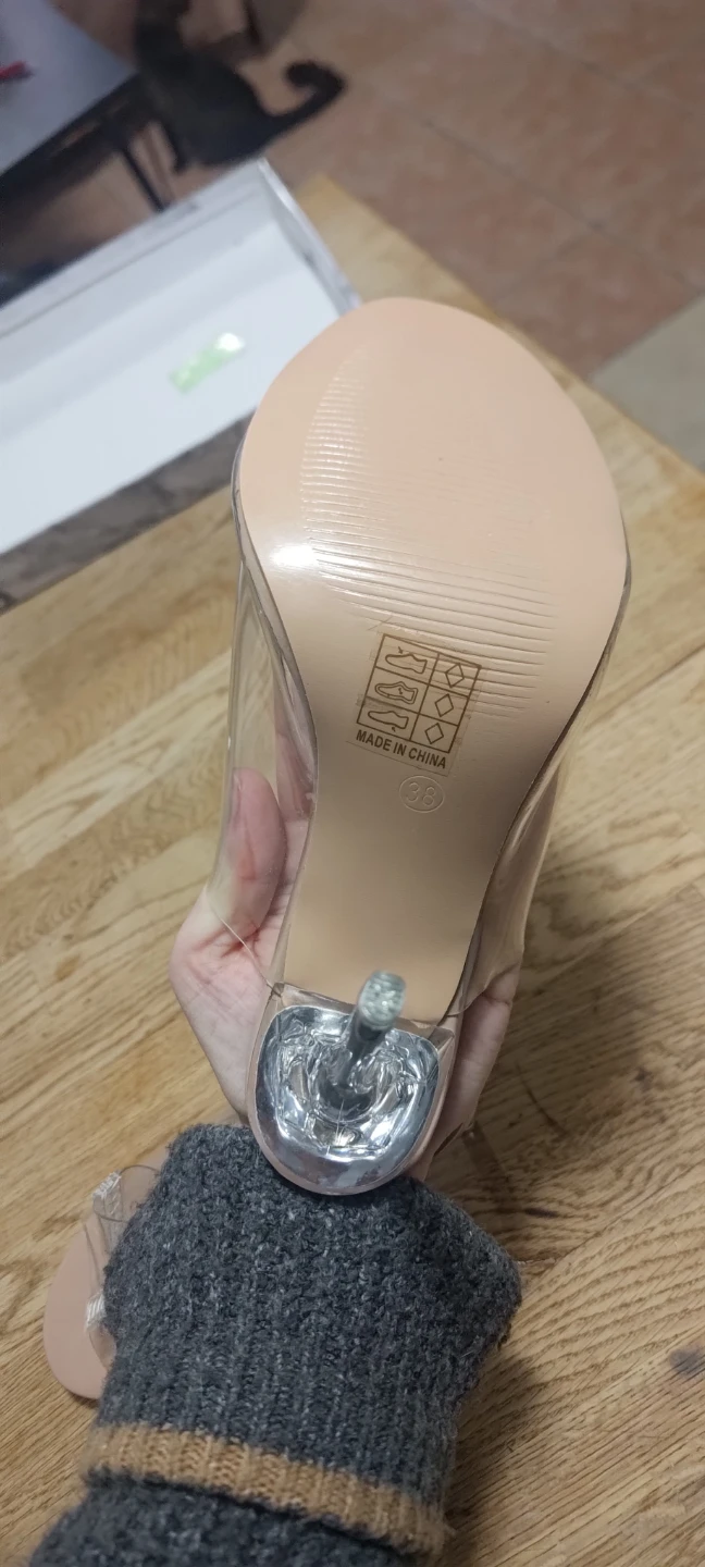 Clear Strap Heeled Mules - Nude - photo 4