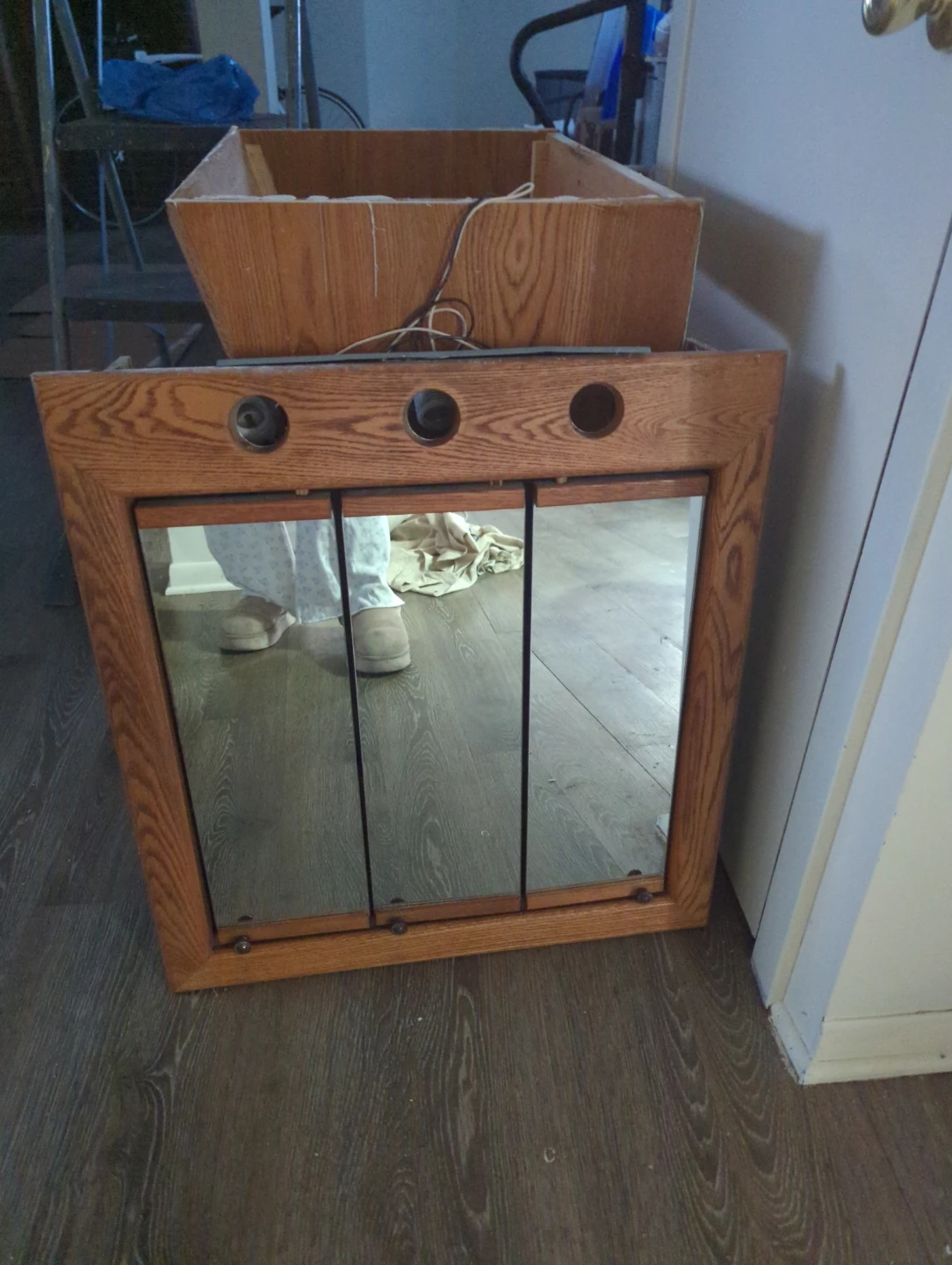 Oak Bathroom Vanity with Mirror - photo 2