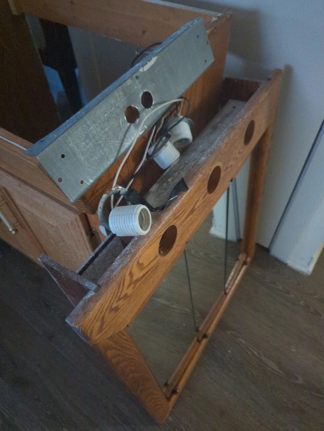 Oak Bathroom Vanity with Mirror - photo 3
