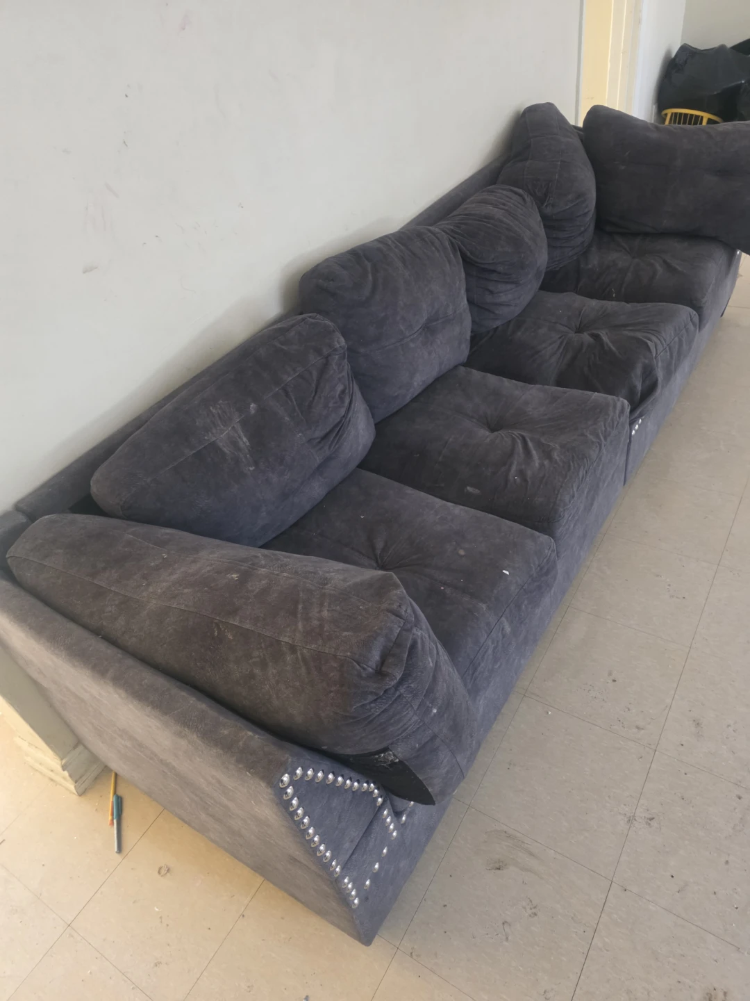 MOVE OUT SALE- Dark Grey Tufted Sofa - photo 2