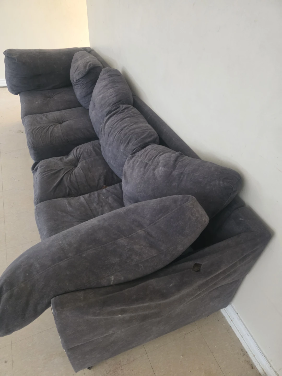 MOVE OUT SALE- Dark Grey Tufted Sofa - photo 3
