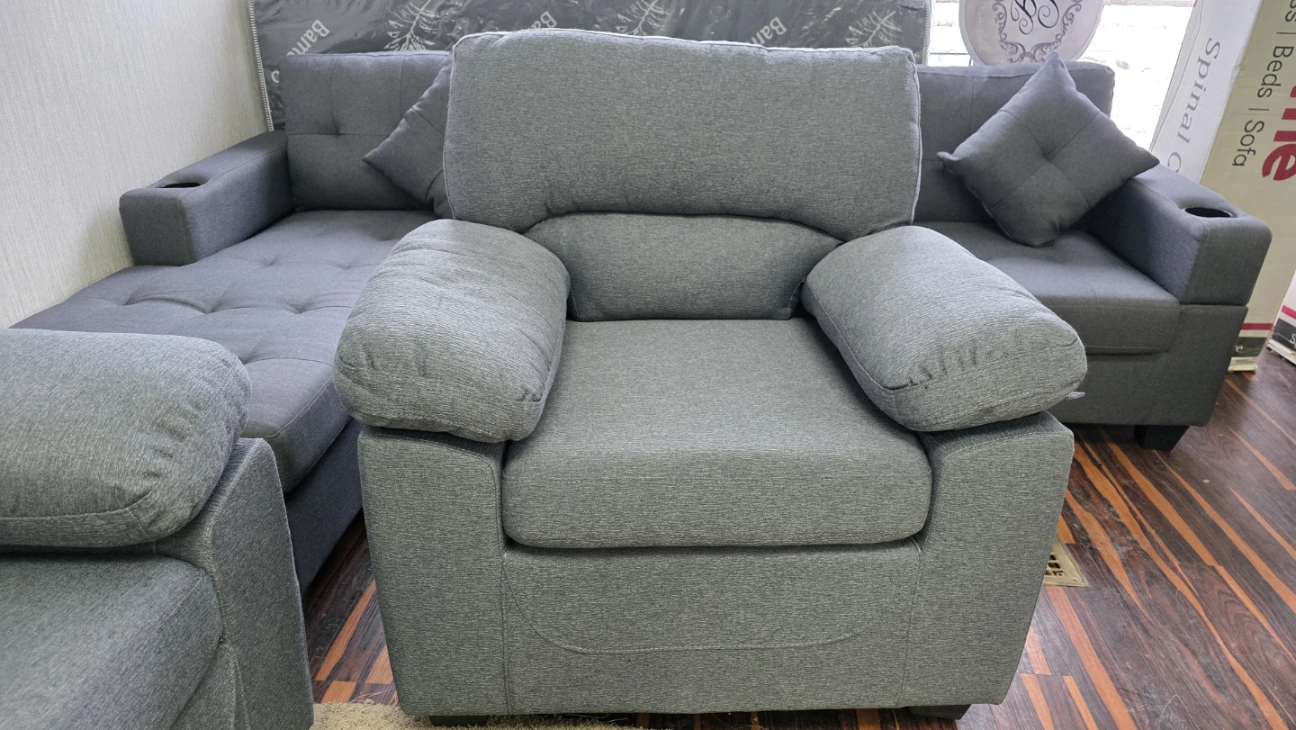 Brand new in sealed boxes, Grey Sofa Set -couch, 2 Seater+chair🥕 - photo 4