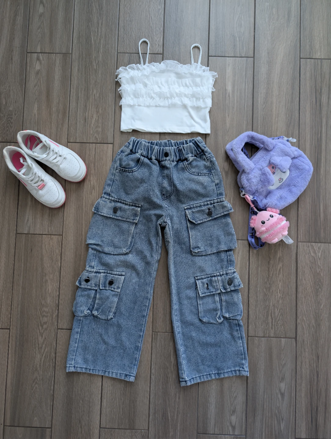 Kids Denim Cargo Pants