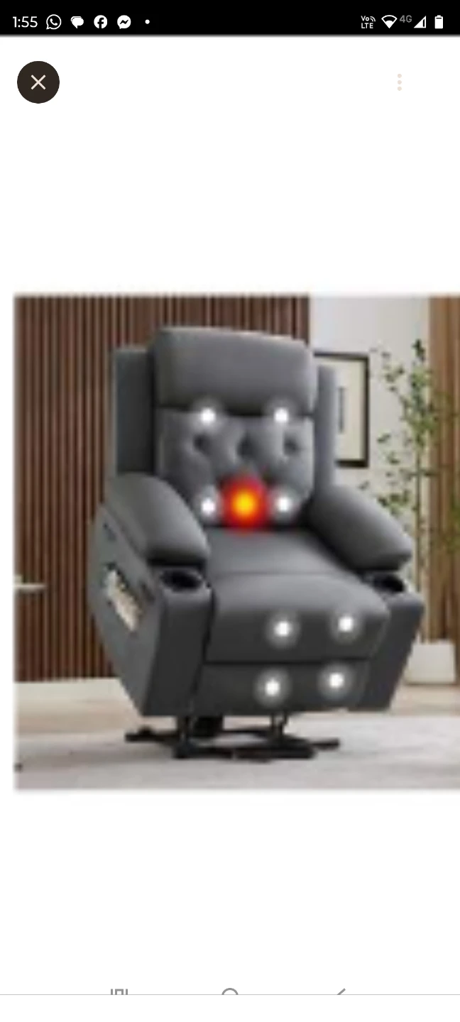 Free Grey Leather power lift Recliner Chair with Cupholders
