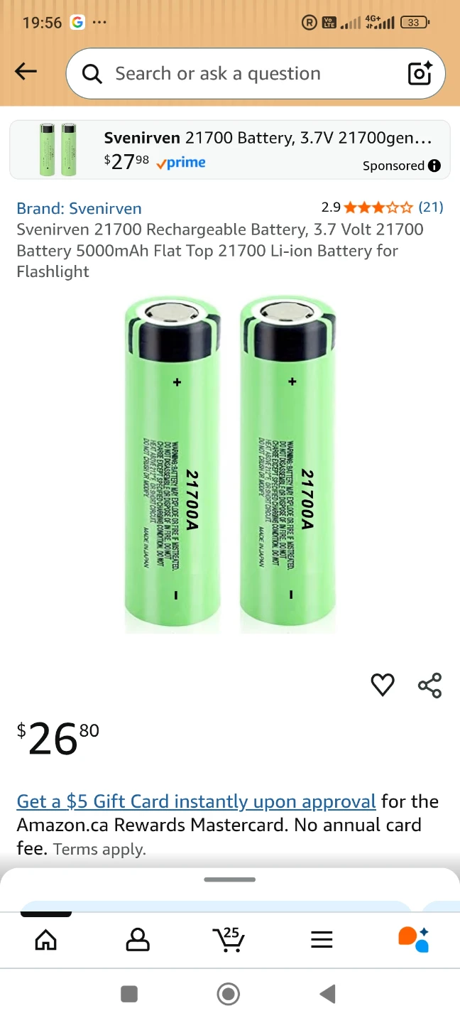 2 pairs Svenirven 21700A Li-ion 5000mAh Batteries (2-pack) - photo 5