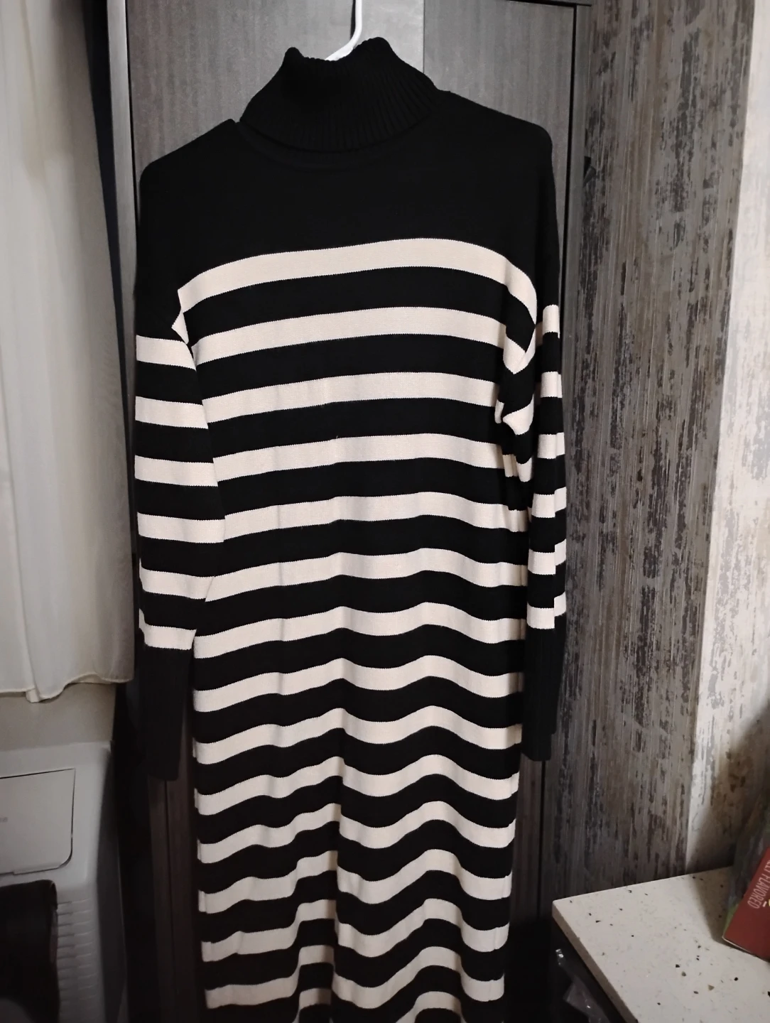 Zara Black & White Striped Knit Dress