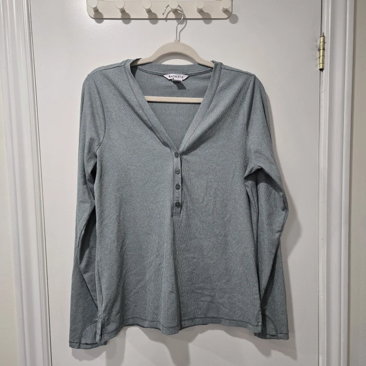 Athleta Teal Henley Longsleeve