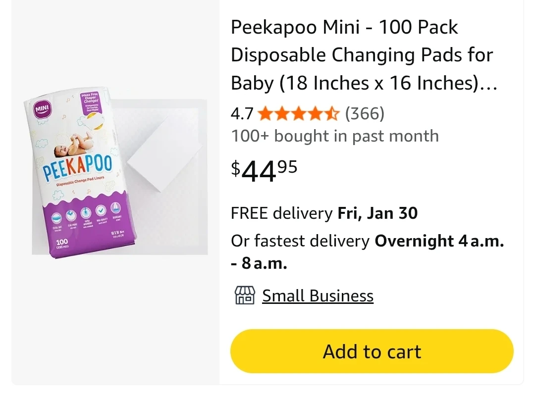 Peekapoo Mini Disposable Changing Pad Liners - 100 Pack