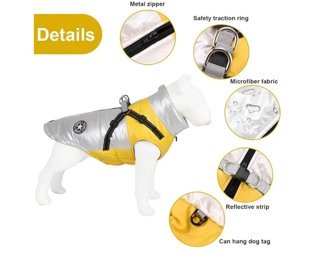 DUOMM Dog Winter Coat XL - Yellow & Silver - photo 3