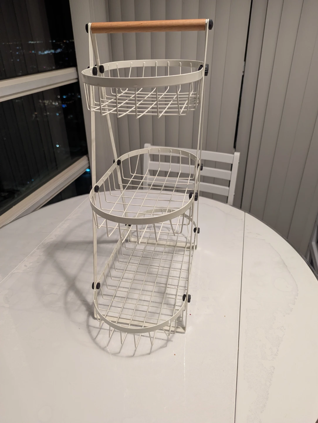 3-Tier White Metal fruit basket