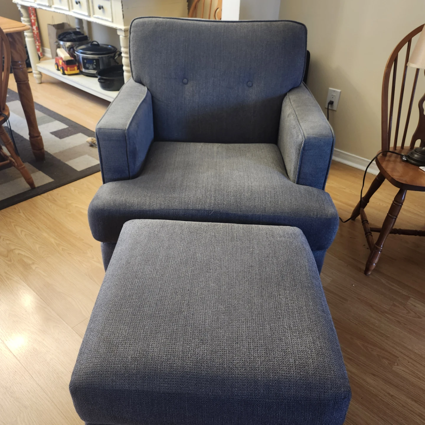 Grey Armchair and Ottoman Set