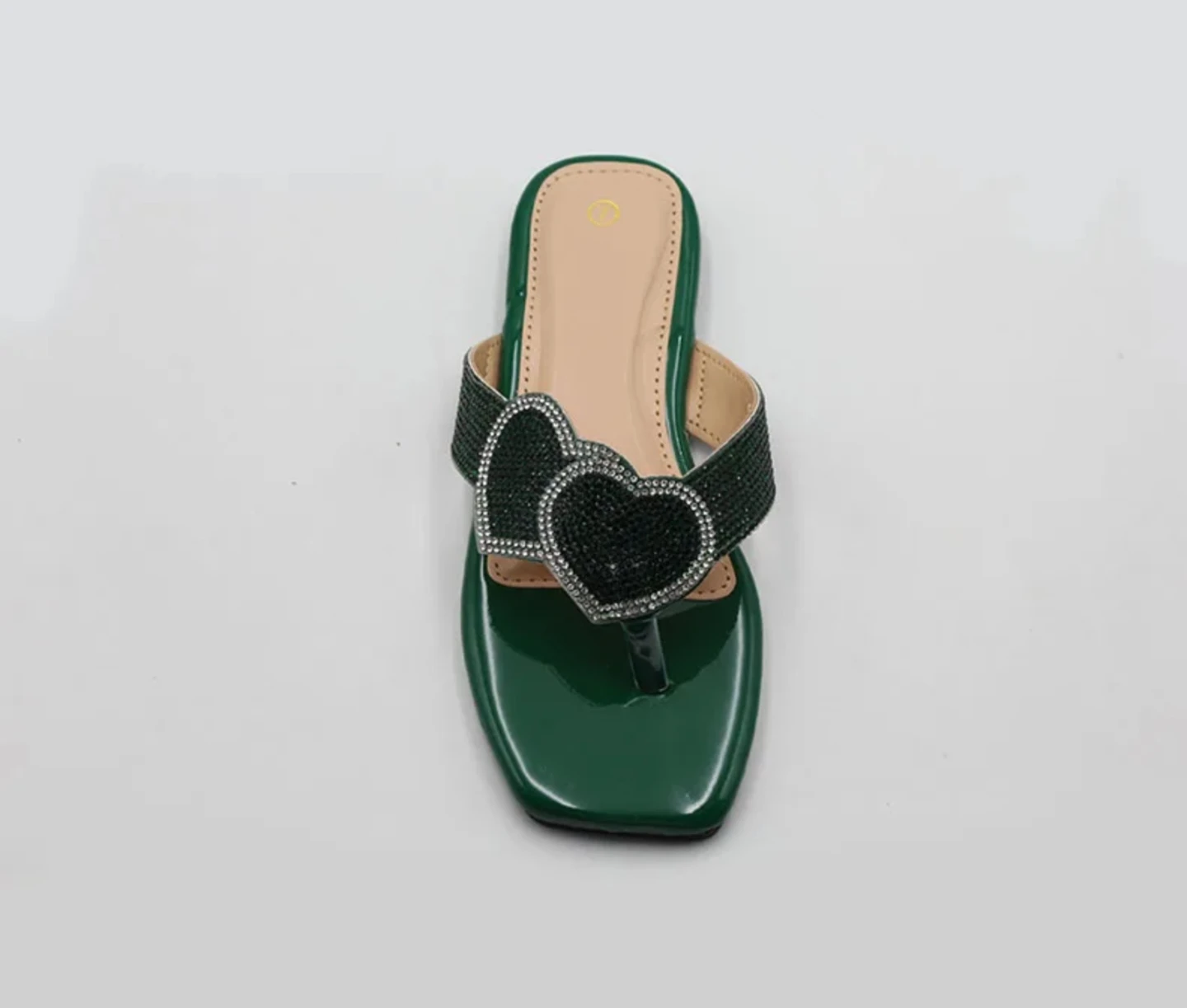 Green Embellished Heart Flip Flops Size 7 - photo 3