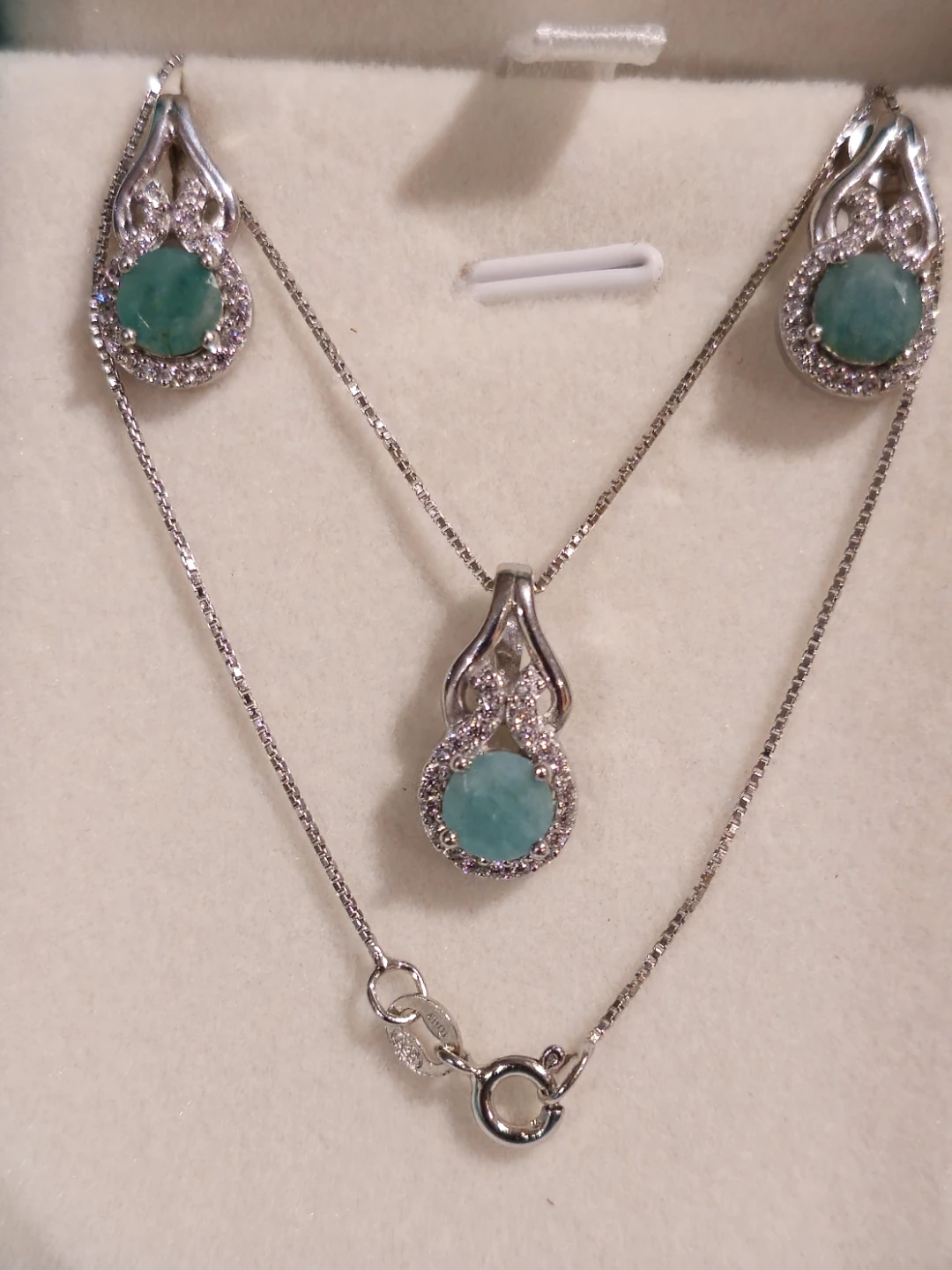 Emerald aSterling Silver Necklace and Earring Set - photo 2