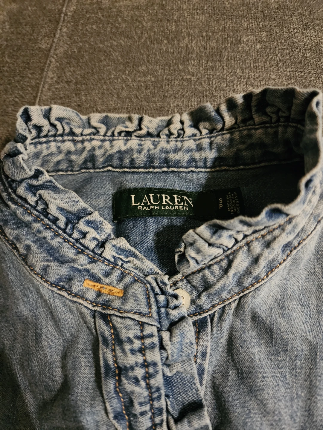 Lauren Ralph Lauren Denim Ruffle Shirt - Size S