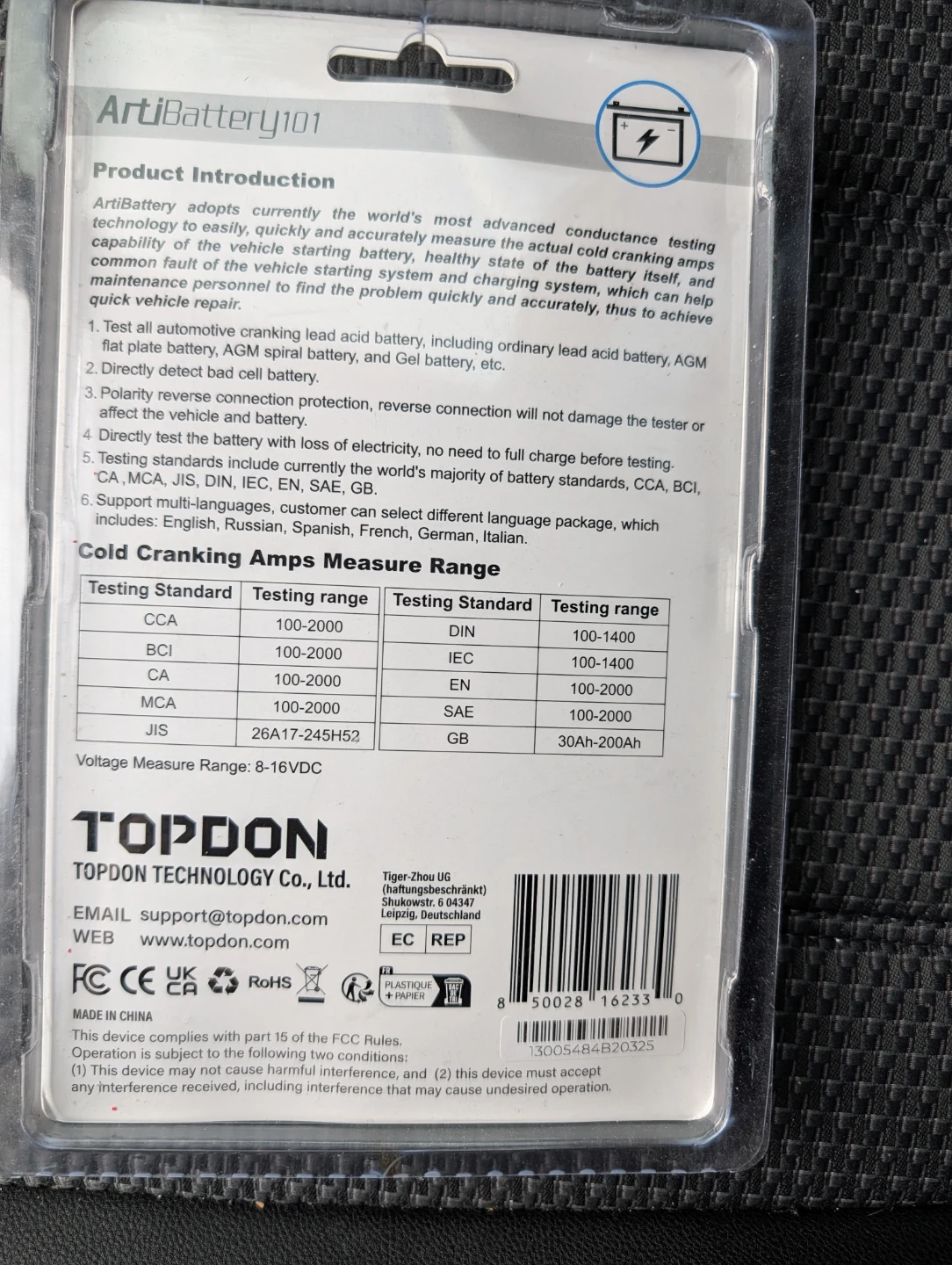 TOPDON ArtiBattery101 Battery Tester - photo 2