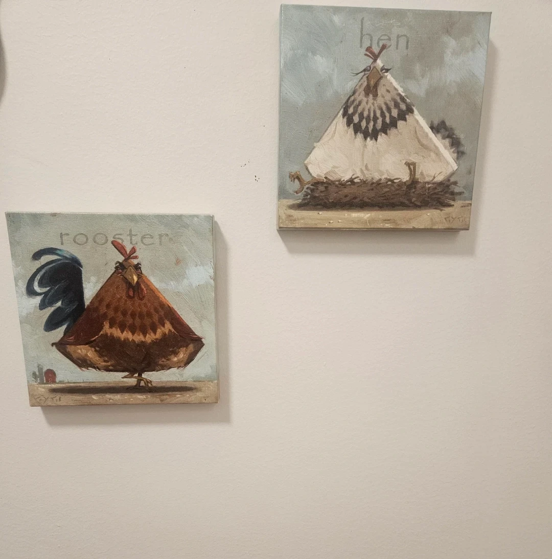 Rooster and hen decorations 🥕
