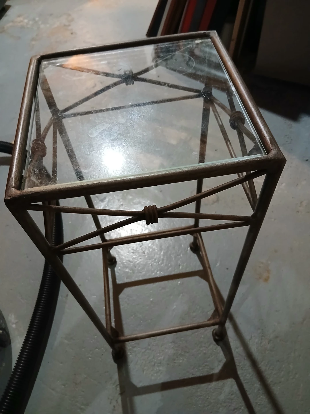 Square Metal and Glass Side Table
