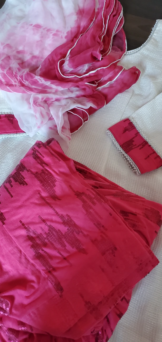 White & Pink Salwar Kameez Suit Set - photo 2