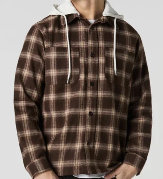NEW Plaid Hooded Flannel Shirt