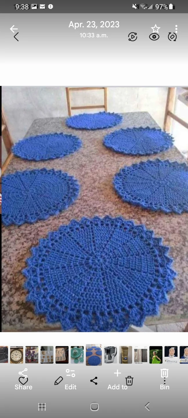 Blue Crochet Placemats (Set of 5)