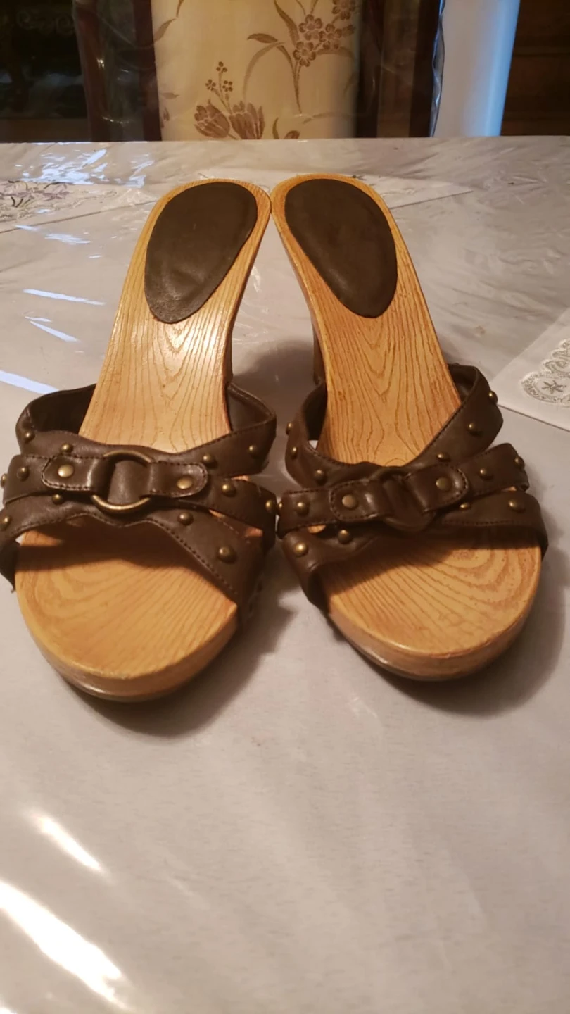 Brown Heeled Sandals - Size 10
