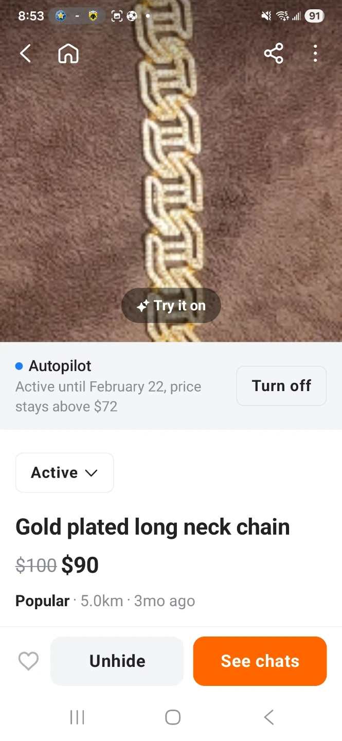 Gold Plated Long Neck Chain