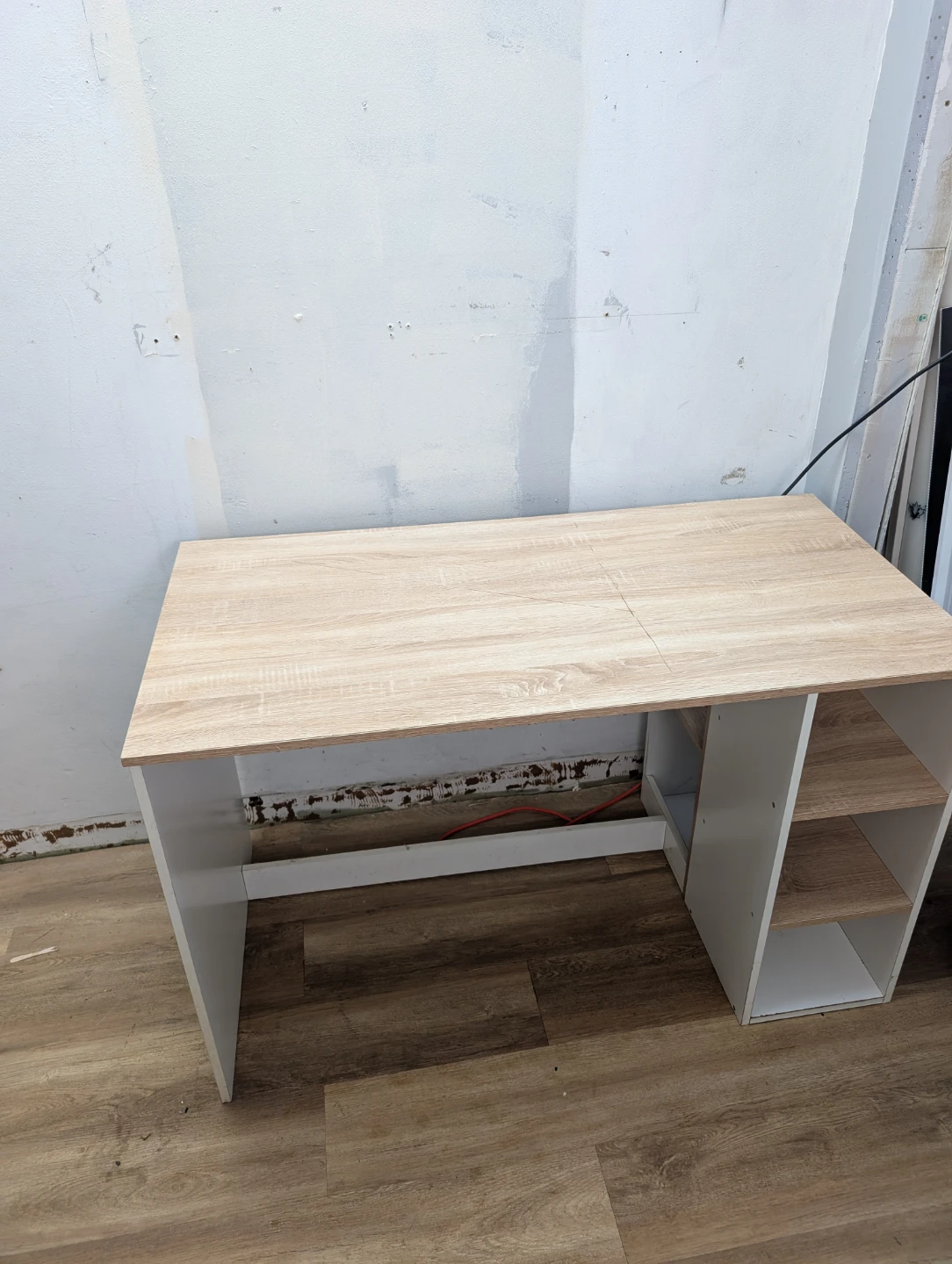 Wooden Desk with Built in Shelves
