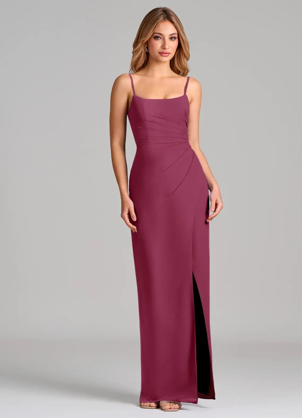 Azazie Burgundy dress with slit