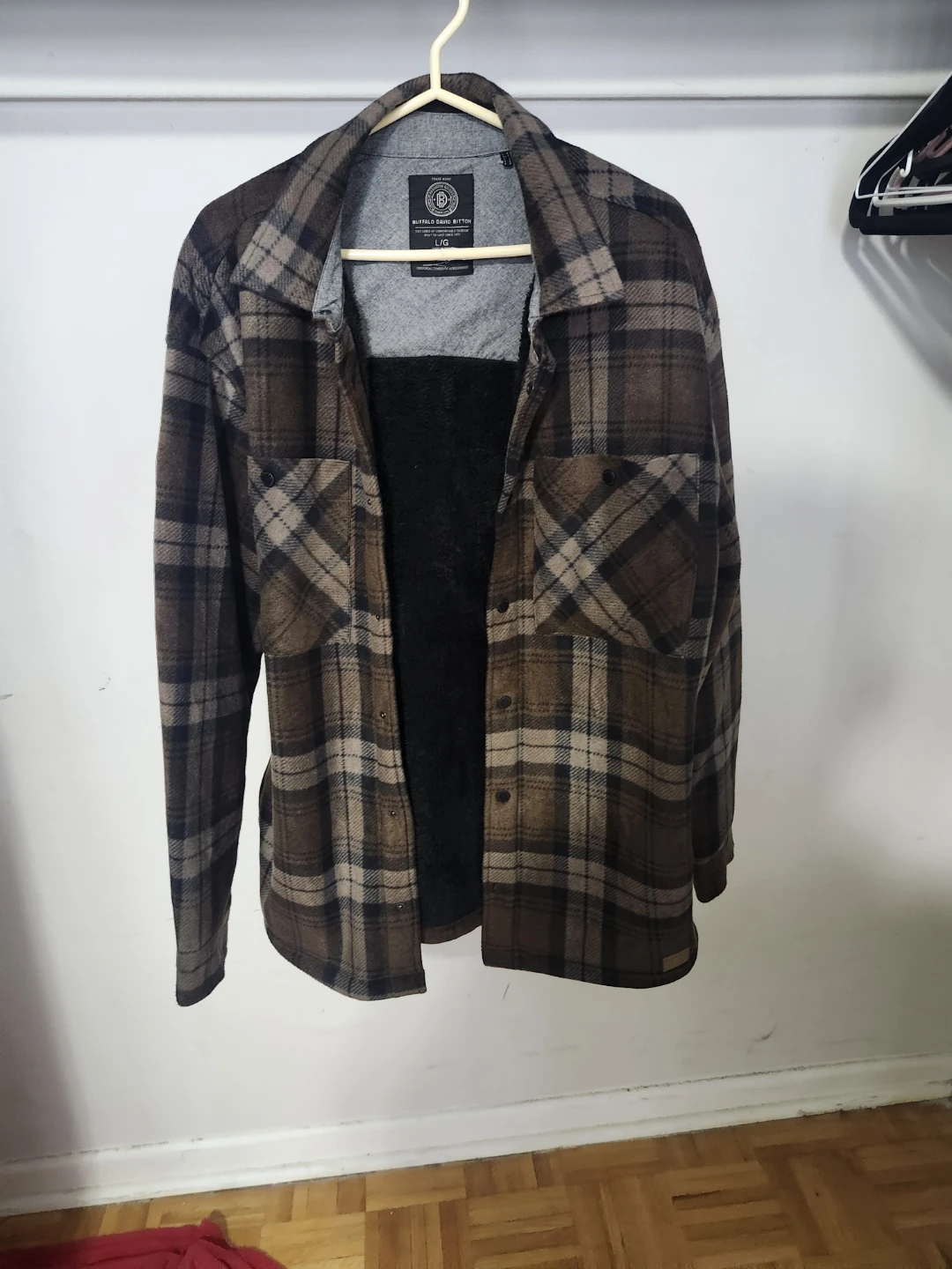 Buffalo David Bitton Men's Plaid Sherpa Lined Shirt Jacket L