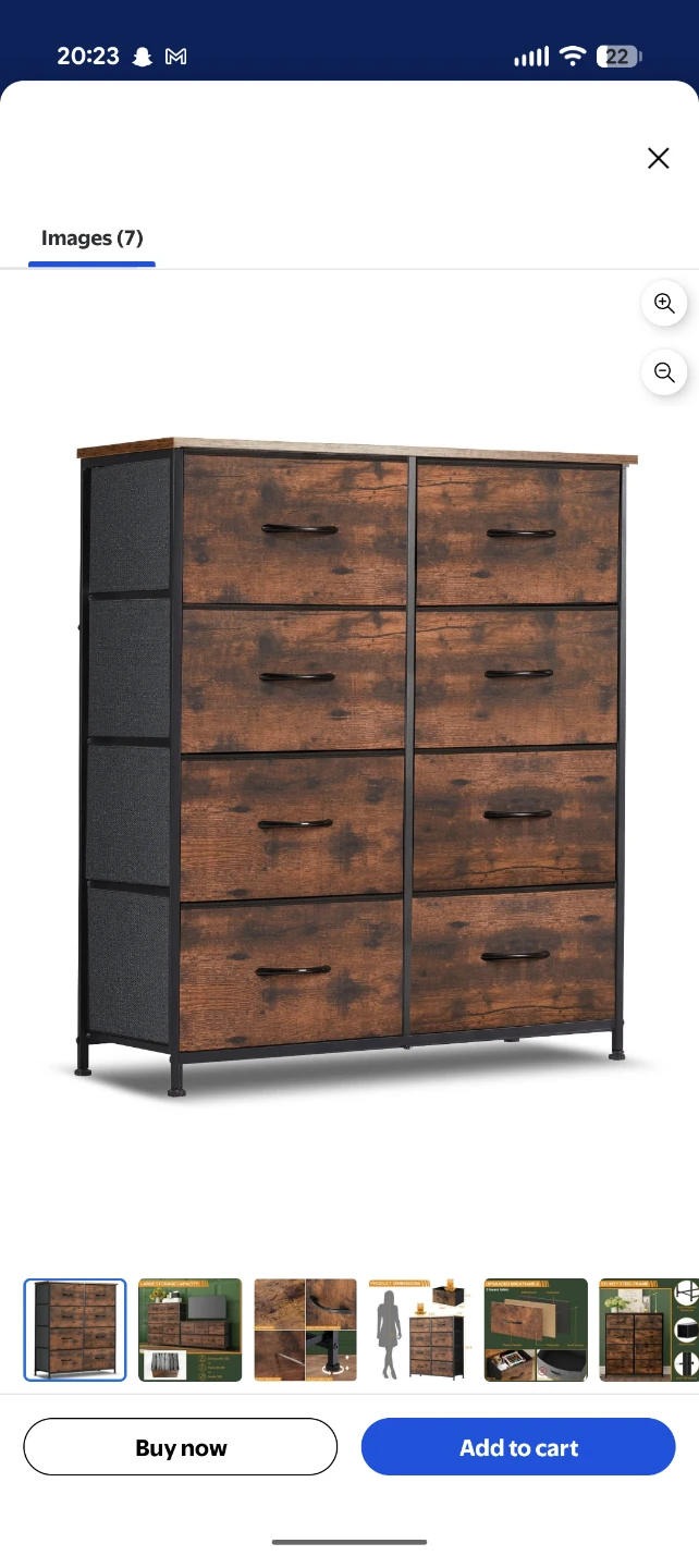 8-Drawer Brown Fabric Dresser