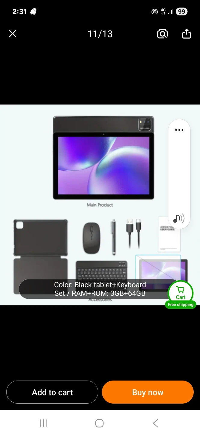 Black Android 15 Tablet Keyboard Set - 3GB/64GB - photo 2