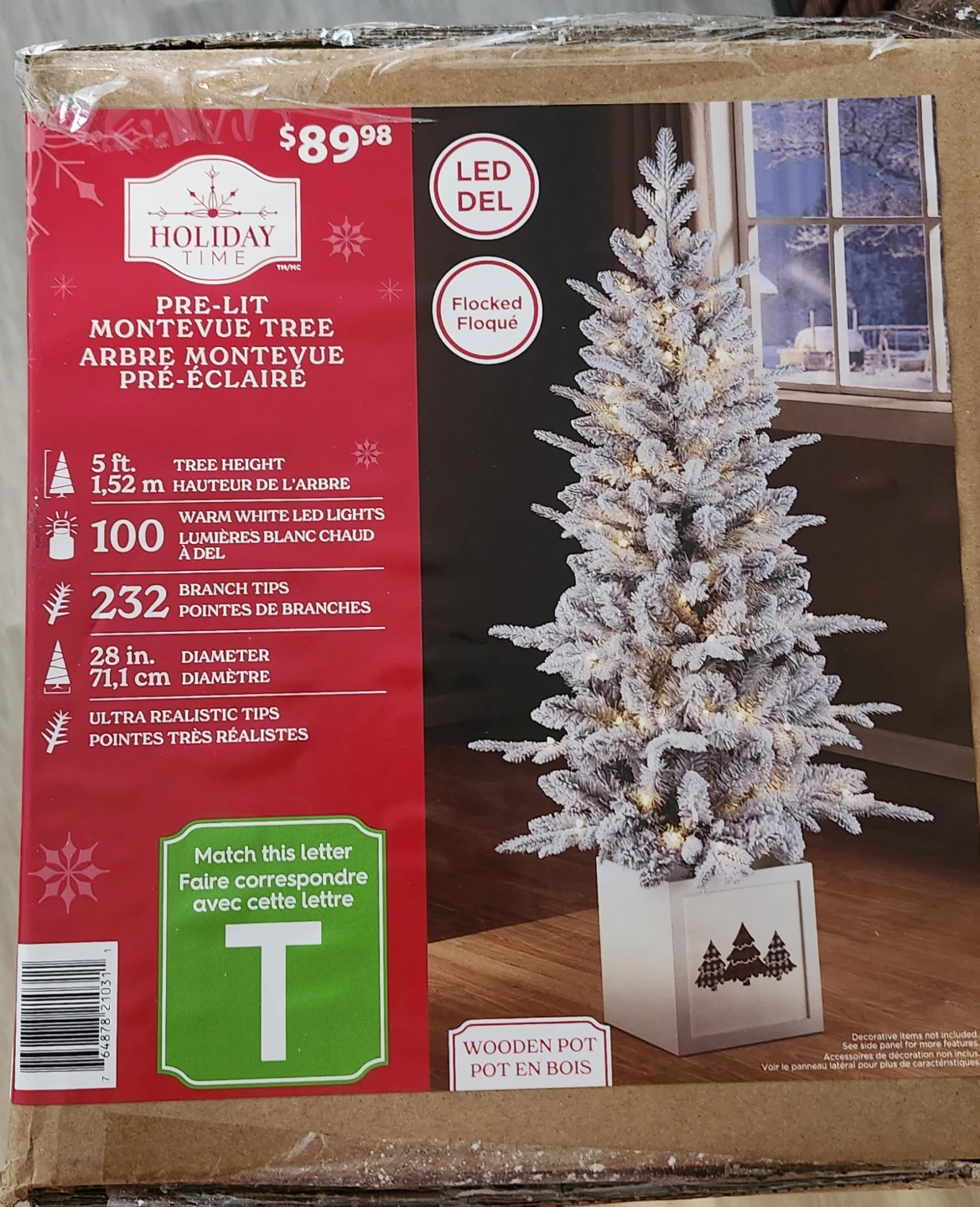 Holiday Time 5ft Pre-Lit Montevue Flocked Christmas Tree