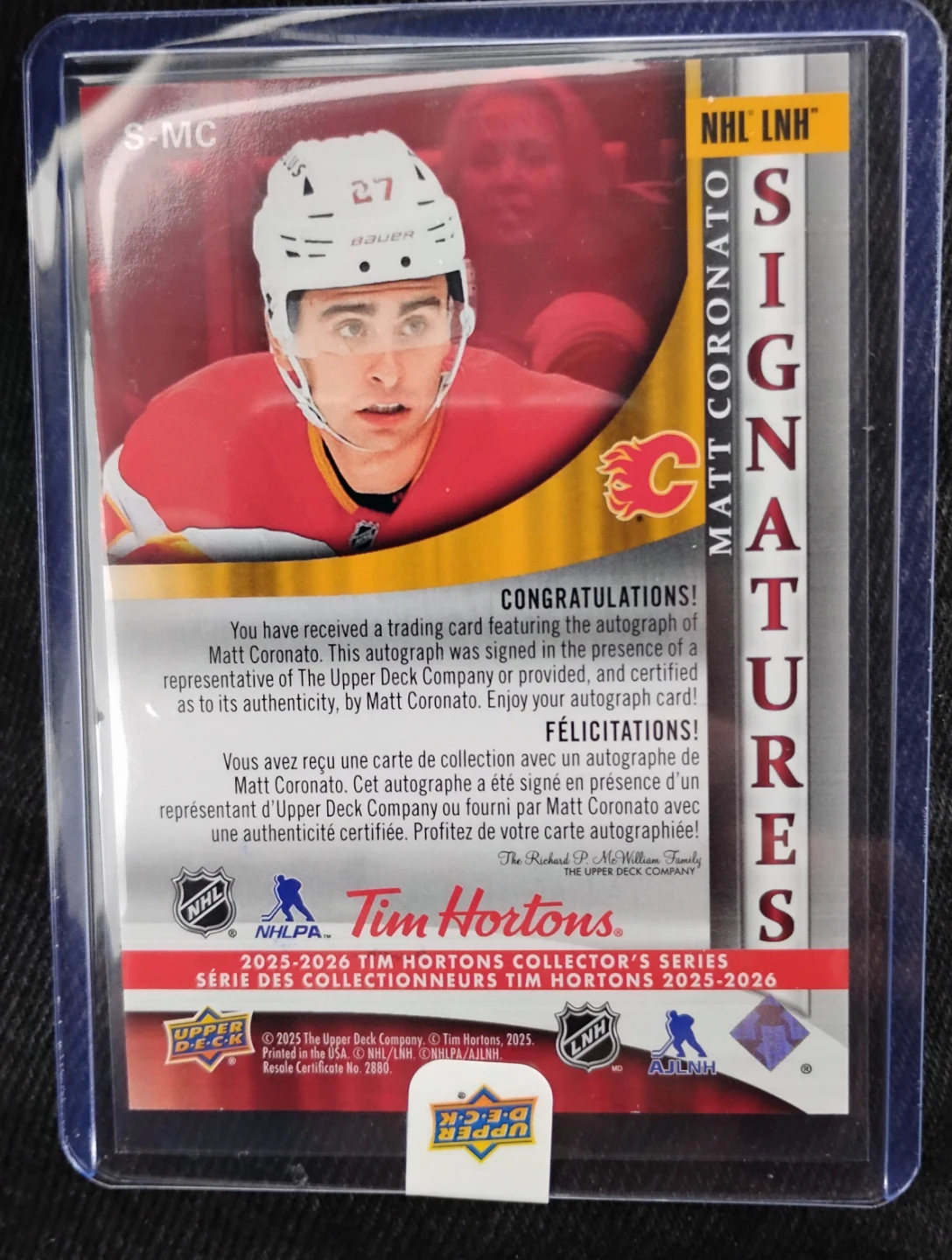 Matt Coronato Signed Upper Deck Hockey Card 🥕 - photo 2