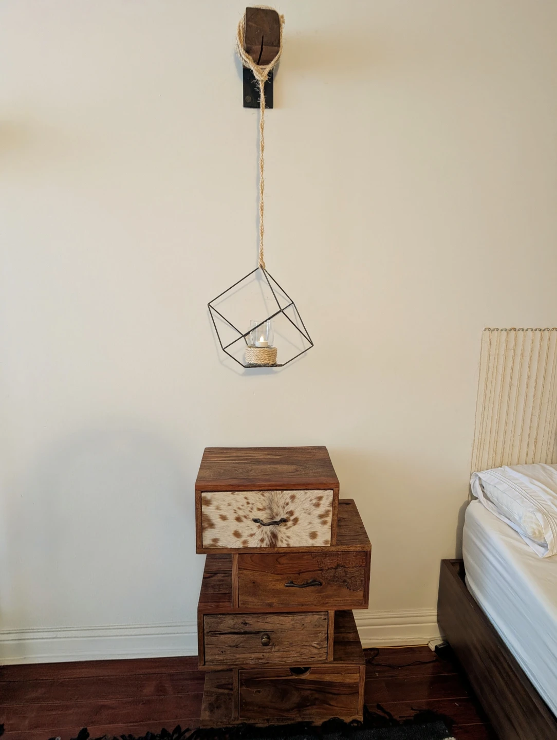 Rustic Hanging Candle Holder with Wooden Mount - photo 2