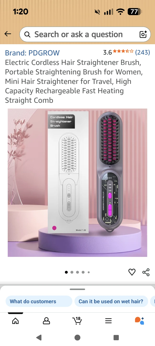 PDGOW Cordless Hair Straightener Brush - Model T-96 $25 obo