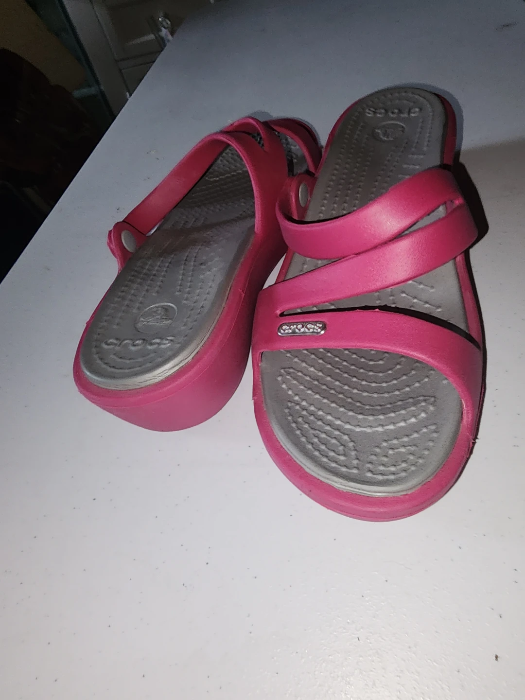 Discontinued Pink Crocs Wedge Sandals - photo 2