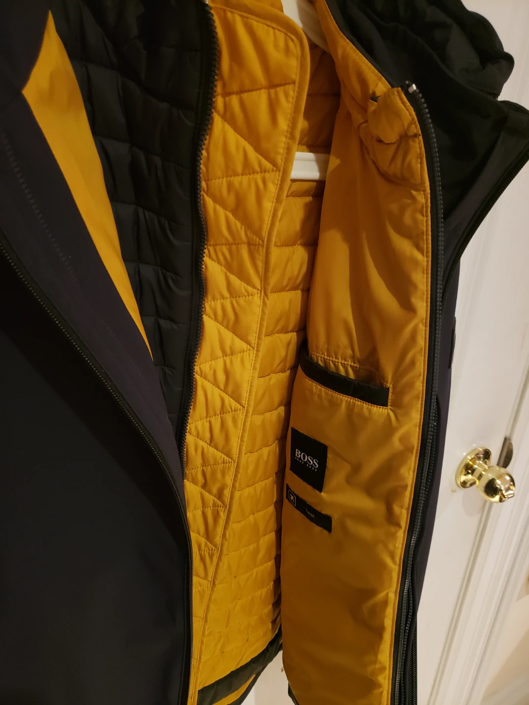 BOSS Black Jacket with Yellow Quilted Lining