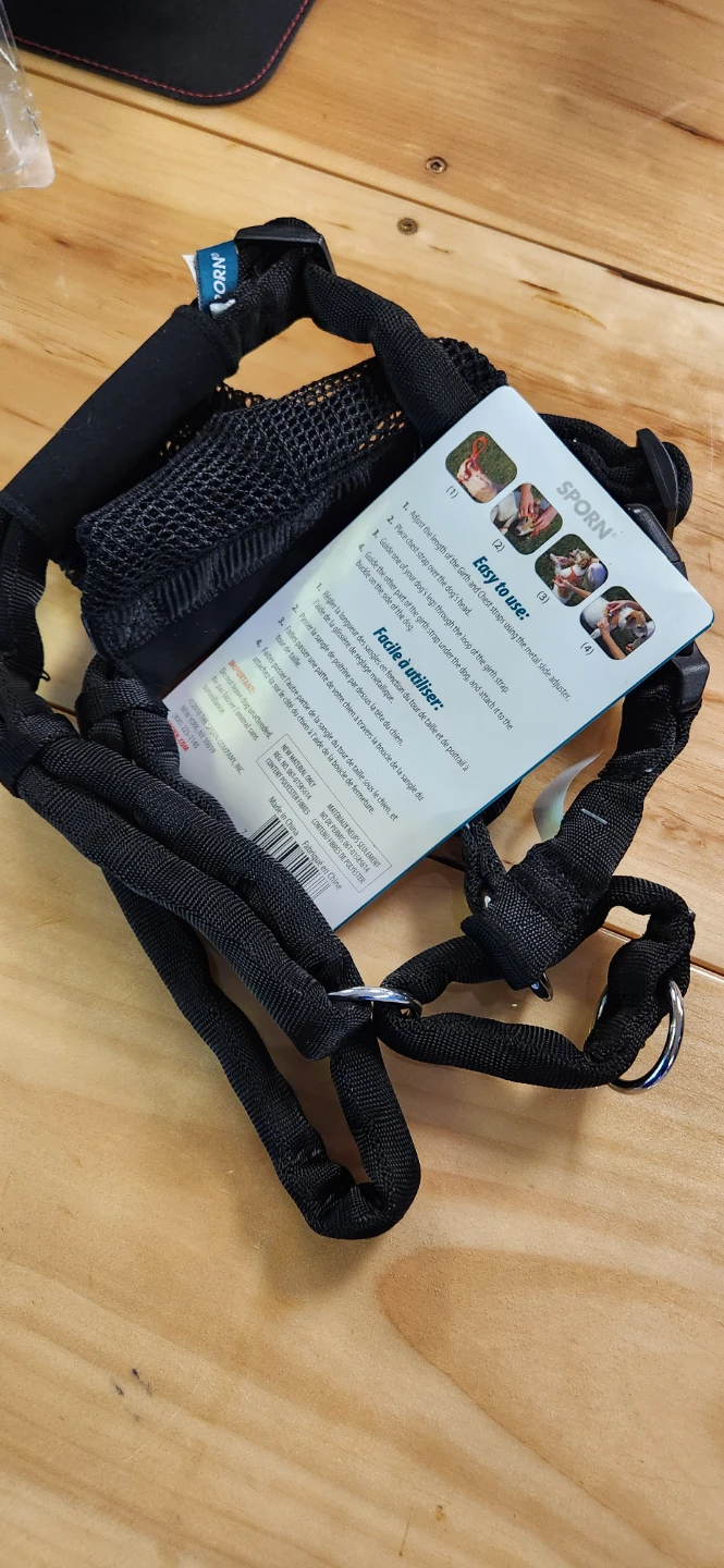 Sporn Dog Harness - Black Size L/XL fit 60/100lb