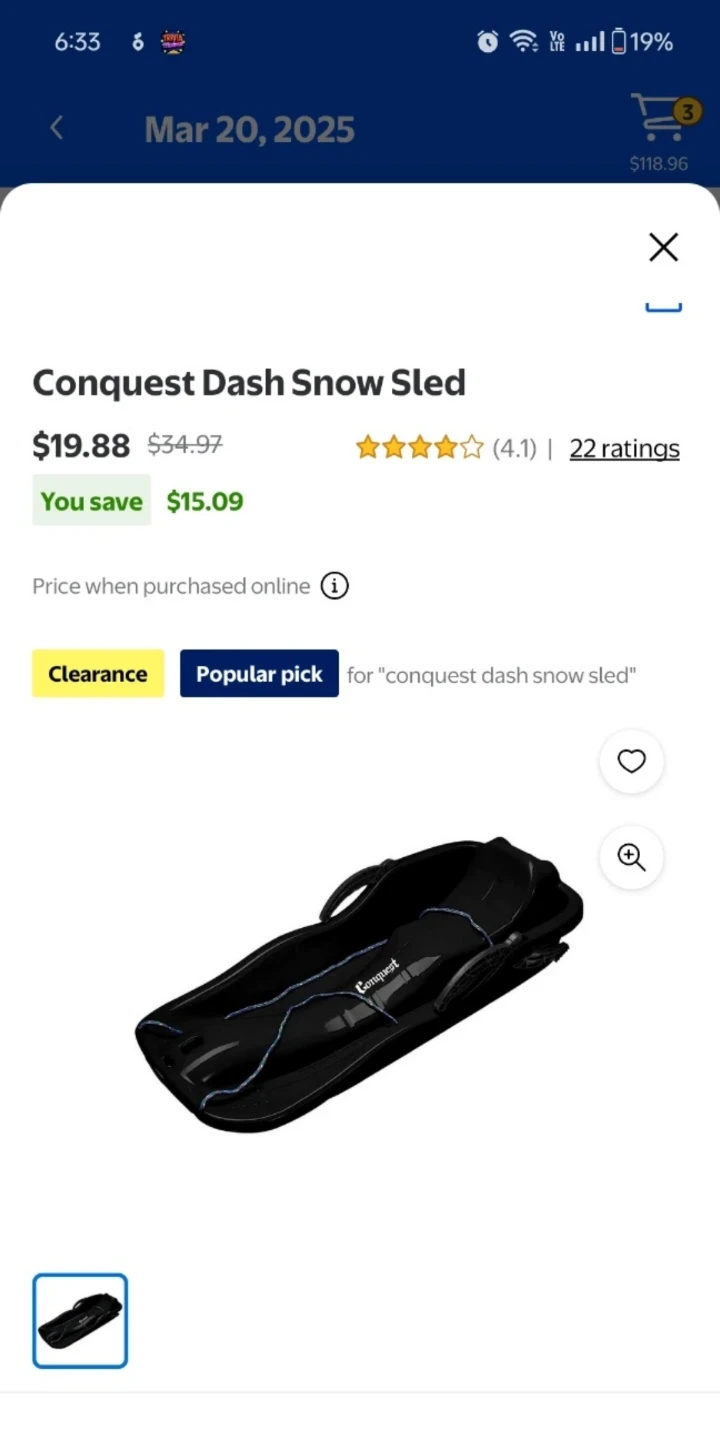 Brandnew Conquest Dash Snow Sled - Black 🥕