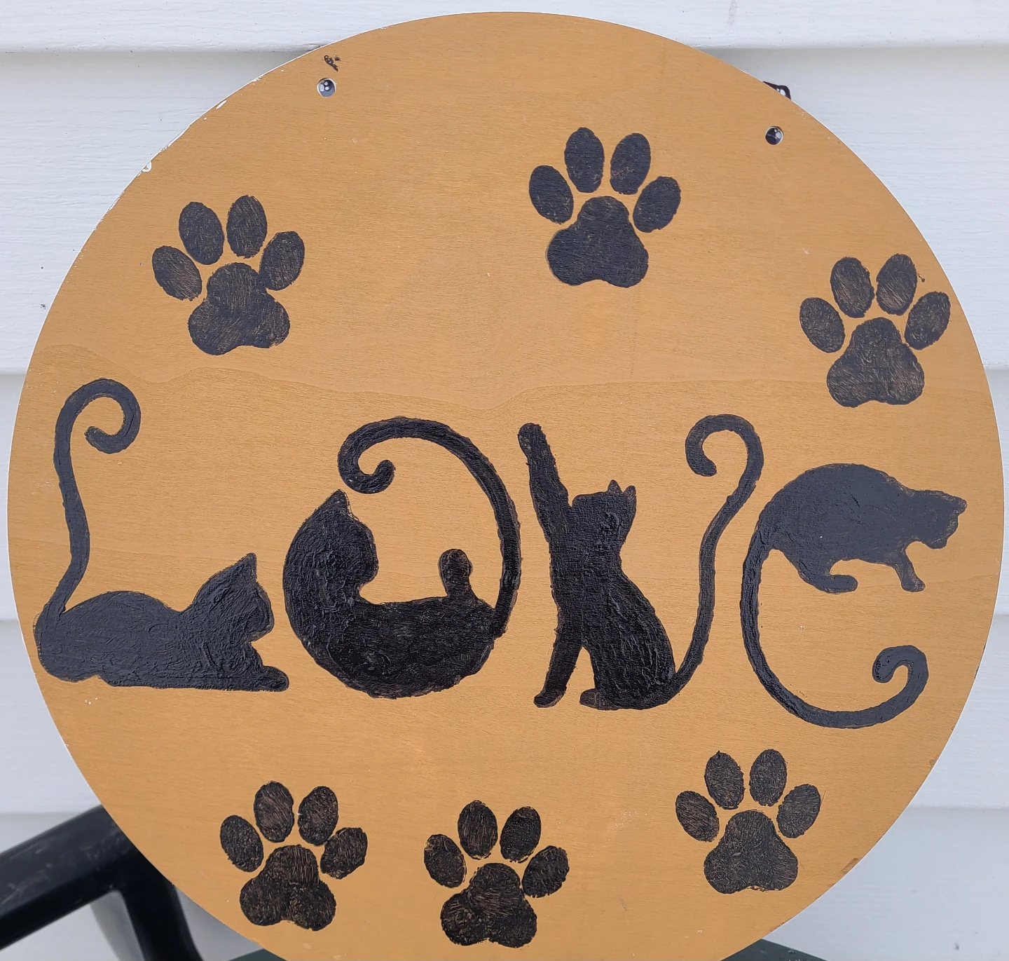 Handmade Cat & Paw Print Wooden Sign