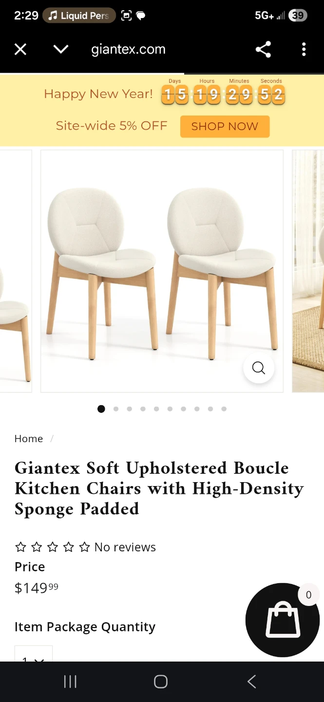 Giantex Boucle Kitchen Chairs - Set of 2