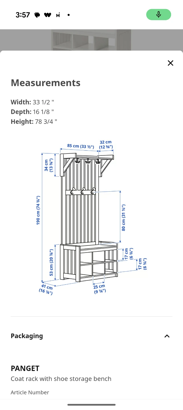 IKEA PANGET Coat Rack with Shoe Storage Bench - photo 2