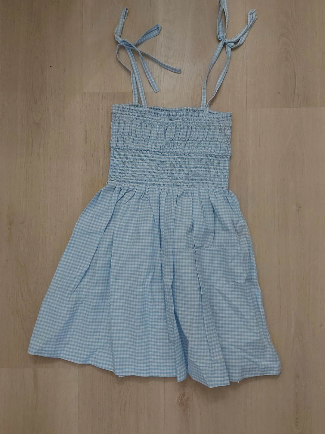 Forever21 New Blue Gingham Smocked Dress