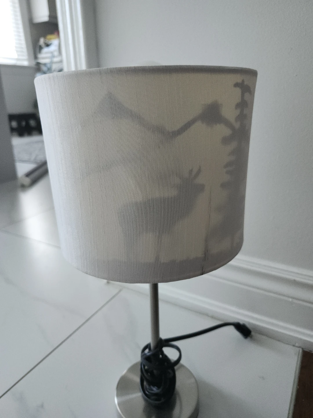 Table Lamp with Mountain and Elk Design