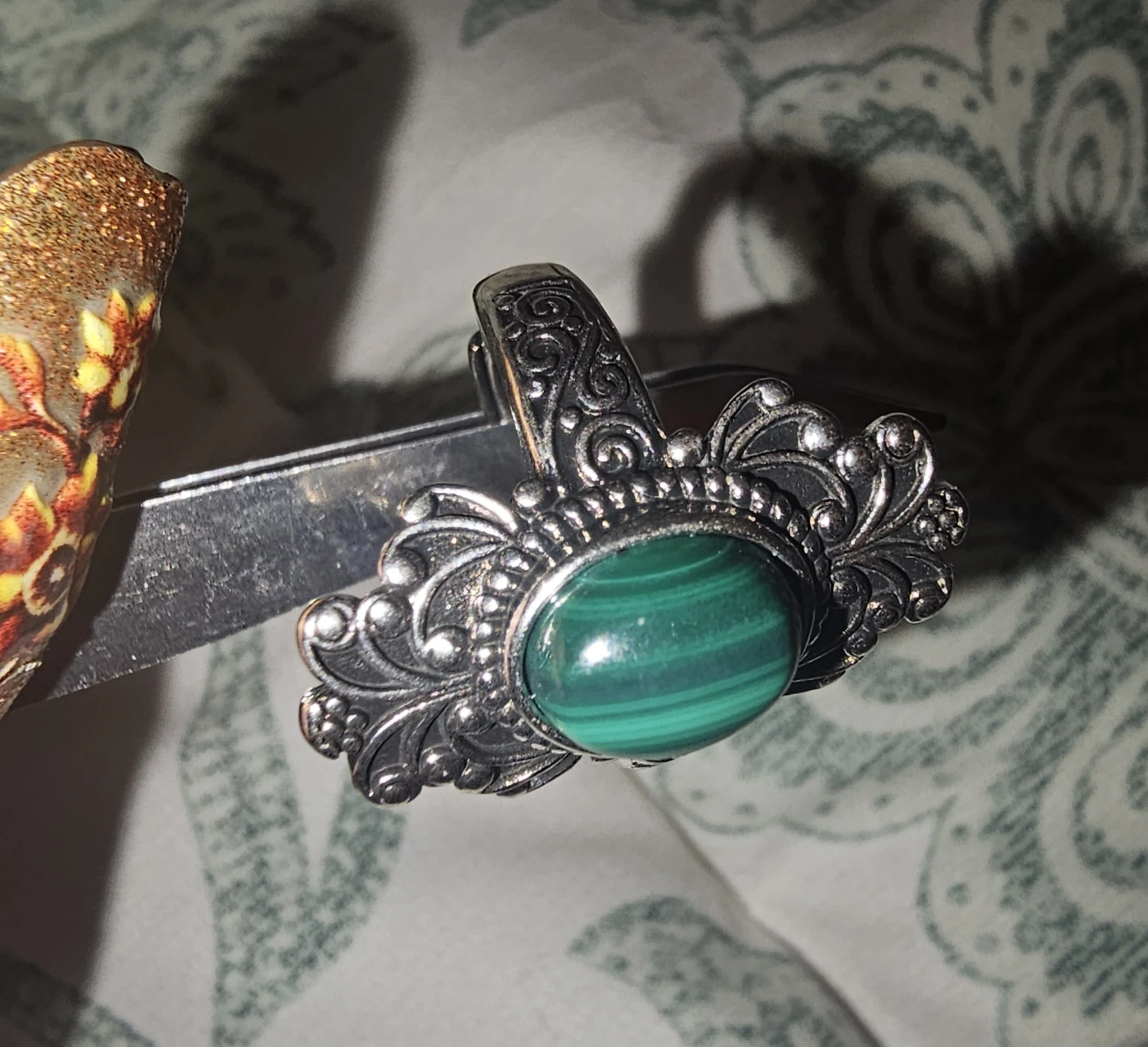 Malachite crystal  Ring