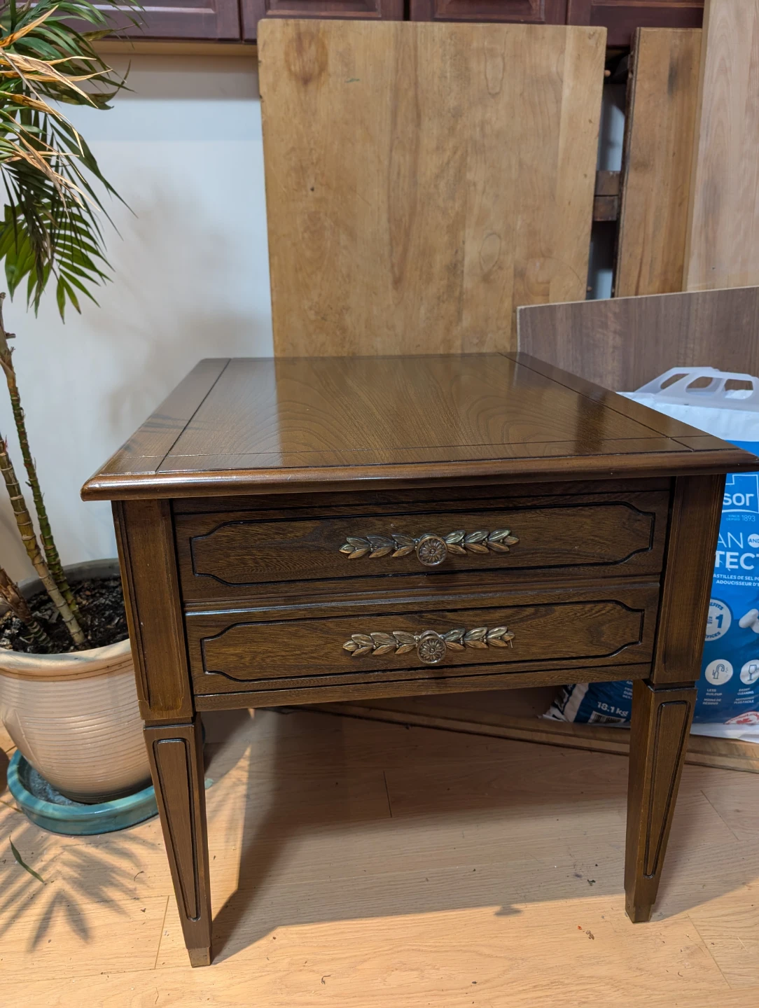 Wooden End Table with Drawers