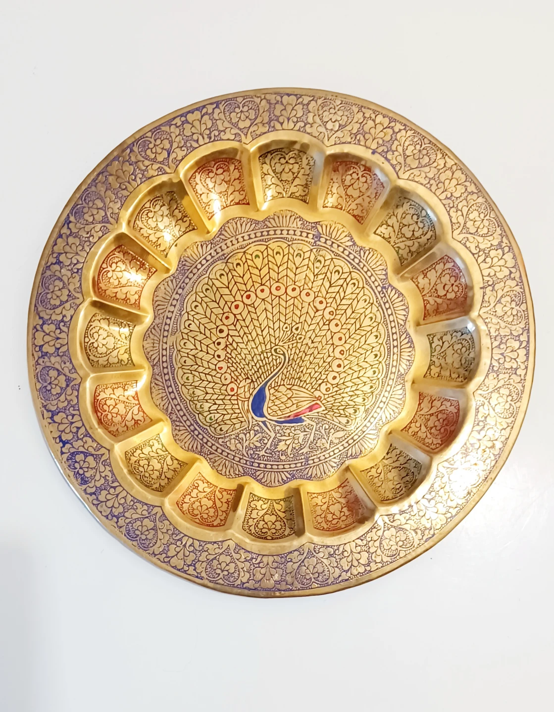 Vtg. Peacock Bras Decorative Plate
